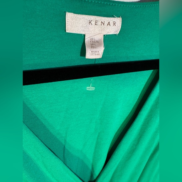 KENAR Vibrant Green Faux Wrap Dress Womens size Large - Picture 2 of 8